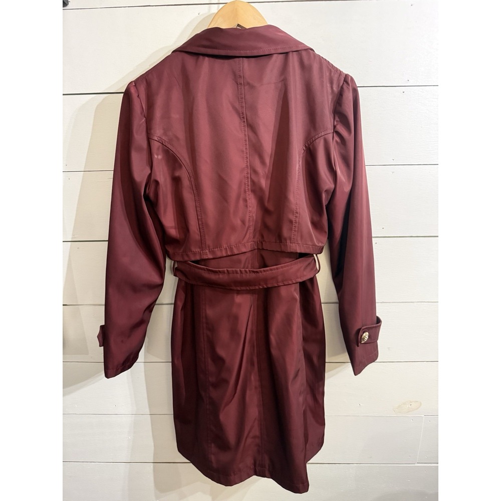 Massimo‎ Dutti Maroon Burgundy Trench Coat Women's X-Large Designer - Picture 6 of 14
